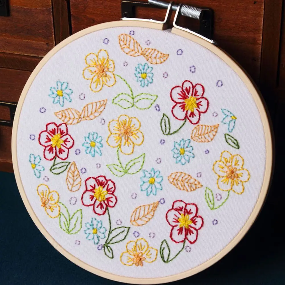 Набор для вышивки с обручем цветочным орнаментом сделай сам рукоделие домашнее