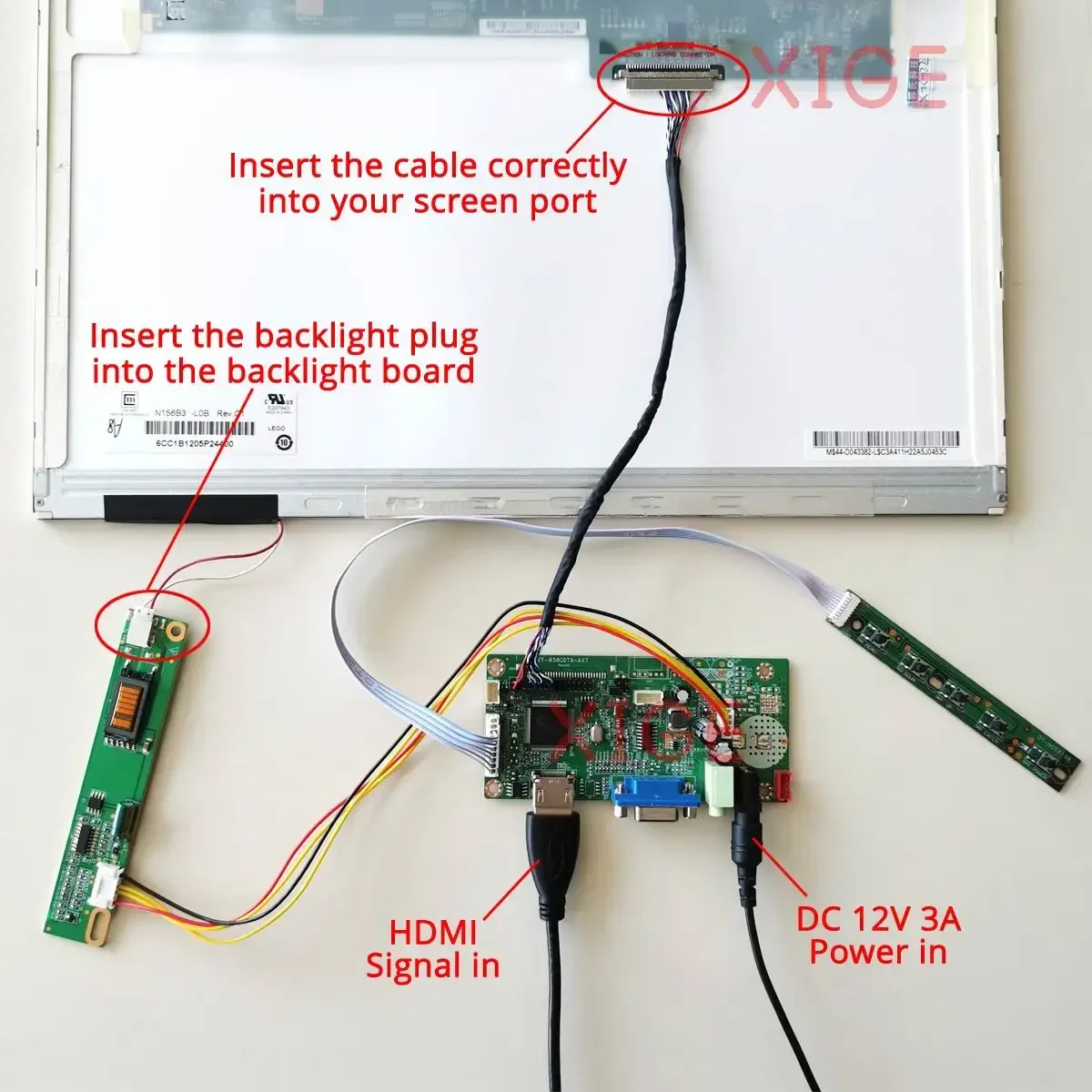 Фото Плата контроллера монитора для LTN133W1 LTN133AT01 LP133WX1 B133EW01 LVDS 30-контактная HDMI+VGA 1280x800 1-CCFL 1280*800 DIY-комплект №4