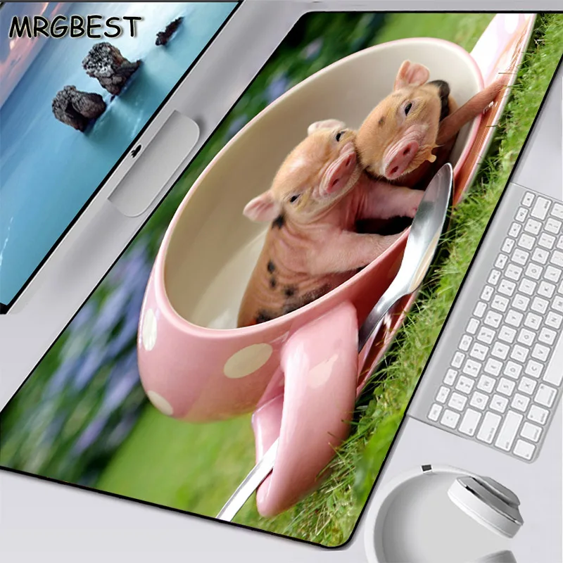 

MRGBEST Pet Piggy Large Mouse Pad Lock Edge Game Player Mousepad Non-slip Precise Control Desktop Mat 900x400/300x800mm Xl