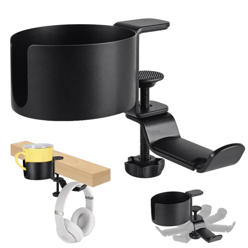 

Desk Cup Holder with Headphone Hanger for Desk in Home, Anti-Spill Cup Holder for Desk, Table Cup Holder for Water Bottles