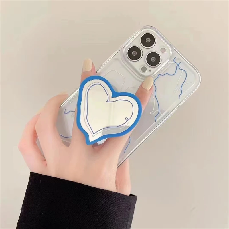 Модный зеркальный чехол-подставка Ins в форме сердца для iPhone 14 13 12 11 Pro Max XR X XS 7 8 Plus