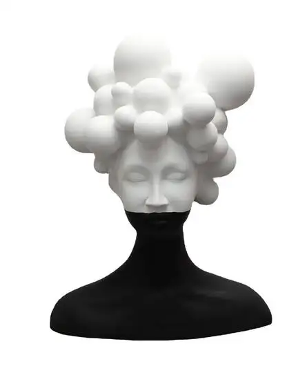 Modern simple art figure sculpture resin decoration model room living room creative black and white girl soft decoration