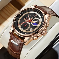 lige men watch top brand luxury sports quartz mens watches leather waterproof chronograph wristwatch men relogio masculino box