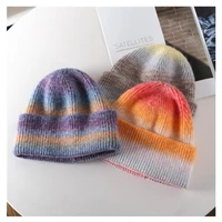 trendy men and women hot selling autumn winter rolled knitted hats casual fashion warm ear protection beanie women woolen hat