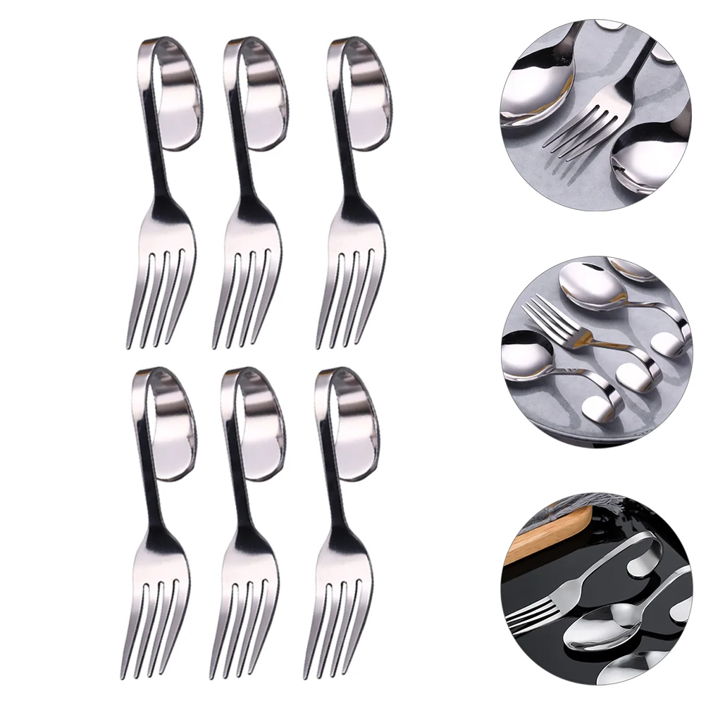 

Spoons Handle Salad Spoon Forks Fork Coffee Tasting Stainless Curved Steel Fruit Cake Appetizer Dessert Cream Short Ice Bent