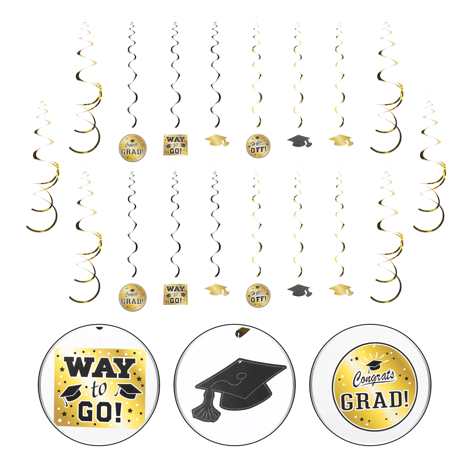 

18Pcs Spiral Graduation Party Pendants Party Decorative Pendants Ornaments