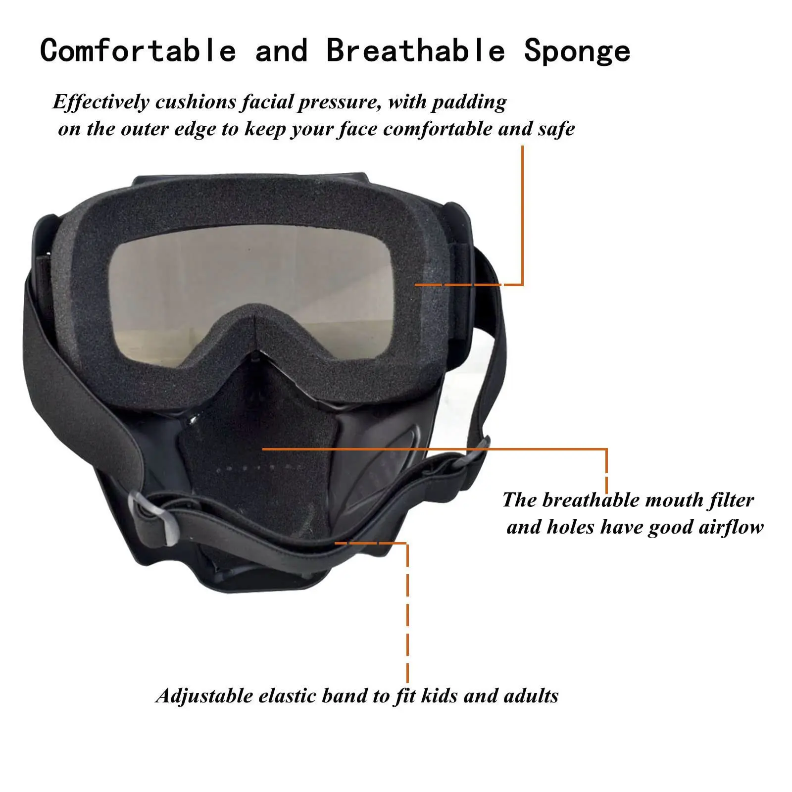 Страйкбольная маска Балаклава на все лицо и съемные противотуманные очки для