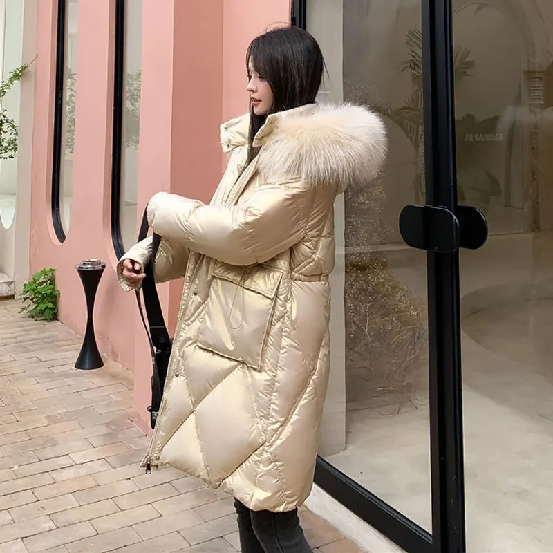 Winter Jacket Women 2022 Padded Hooded Quilted Jacket Korean Drawstring Pocket Long Padded Jacket Plus Size Female Clothing XXL