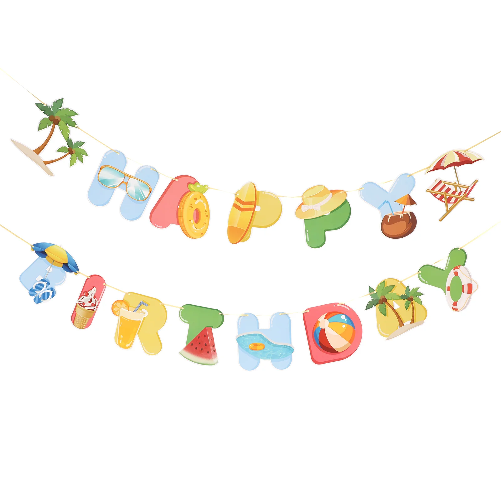 

Birthday Party Banner Hawaiian Decorations Luau Decor Beach Happy Garland Tropical Ornament Pool Supplies Hawaii Themed Diy