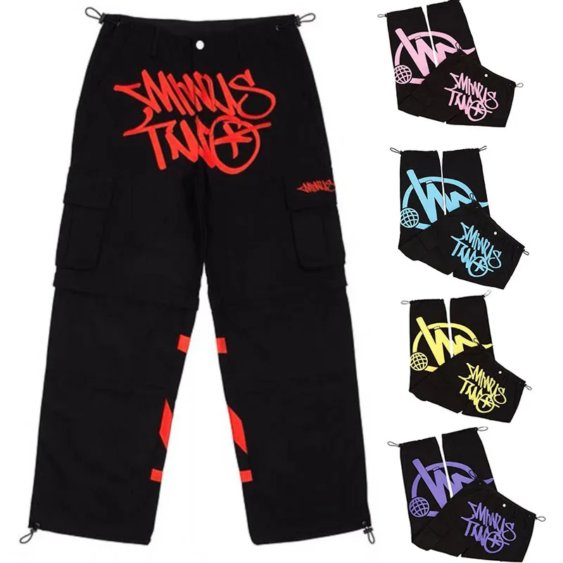 Y2K Men Streetwear Techwear Cargo Minus Two Parachute Track Pants Sport Gym Sweatpants Minustwo Baggy Joggers Trousers Clothes