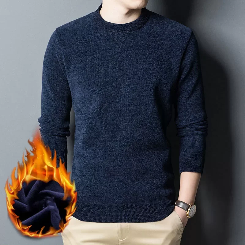 

Зимний бутиковый пуловер, свитер для мужчин, свободный свитер с круглым вырезом, бархатный толстый теплый большой свитер из синели
