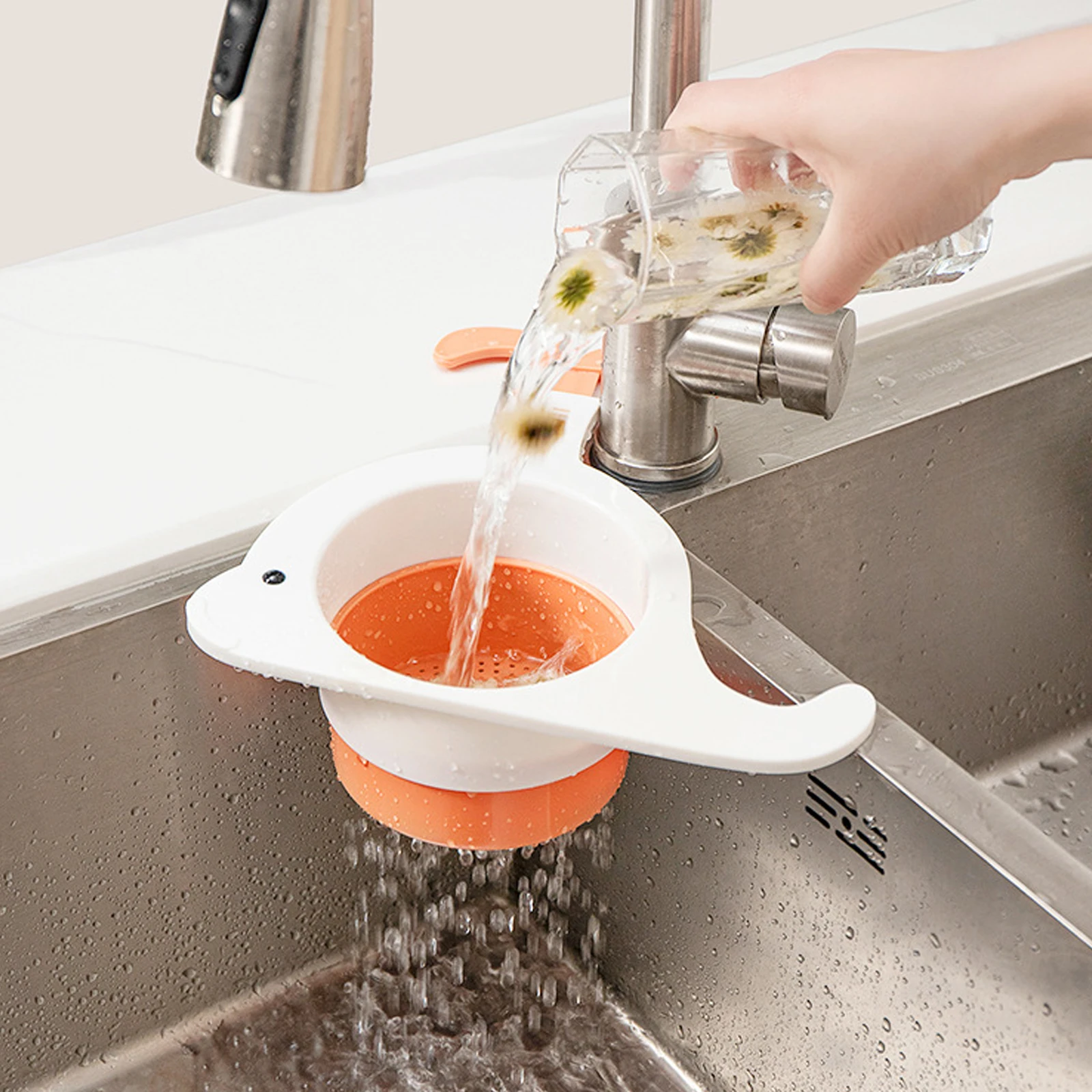 

Cute Whale Sink Drain Basket Household Punch-free Kitchen Vegetable Washing Multi-functional Pool Water Filter Rack