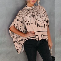 casual loose for womens blouse fashion batwing sleeve print o neck shirts 2022 spring summer office lady blouses elegant tops