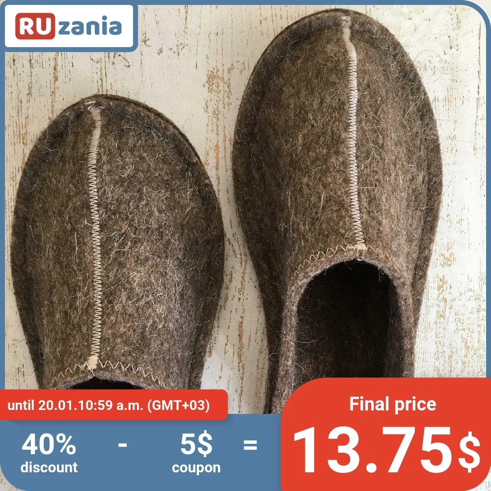Natural wool house shoes for women warm slippers for home