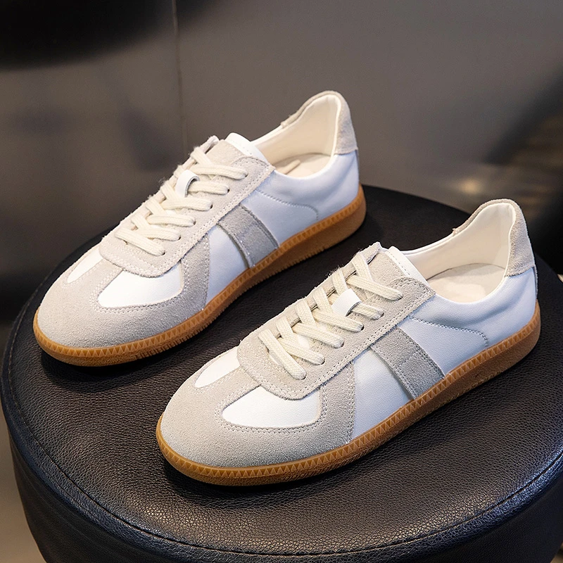 Women Genuine Leather Casual Shoes Woman Suede Leather Flats Platforms Sport Shoes Lace Up Sneakers Shoes