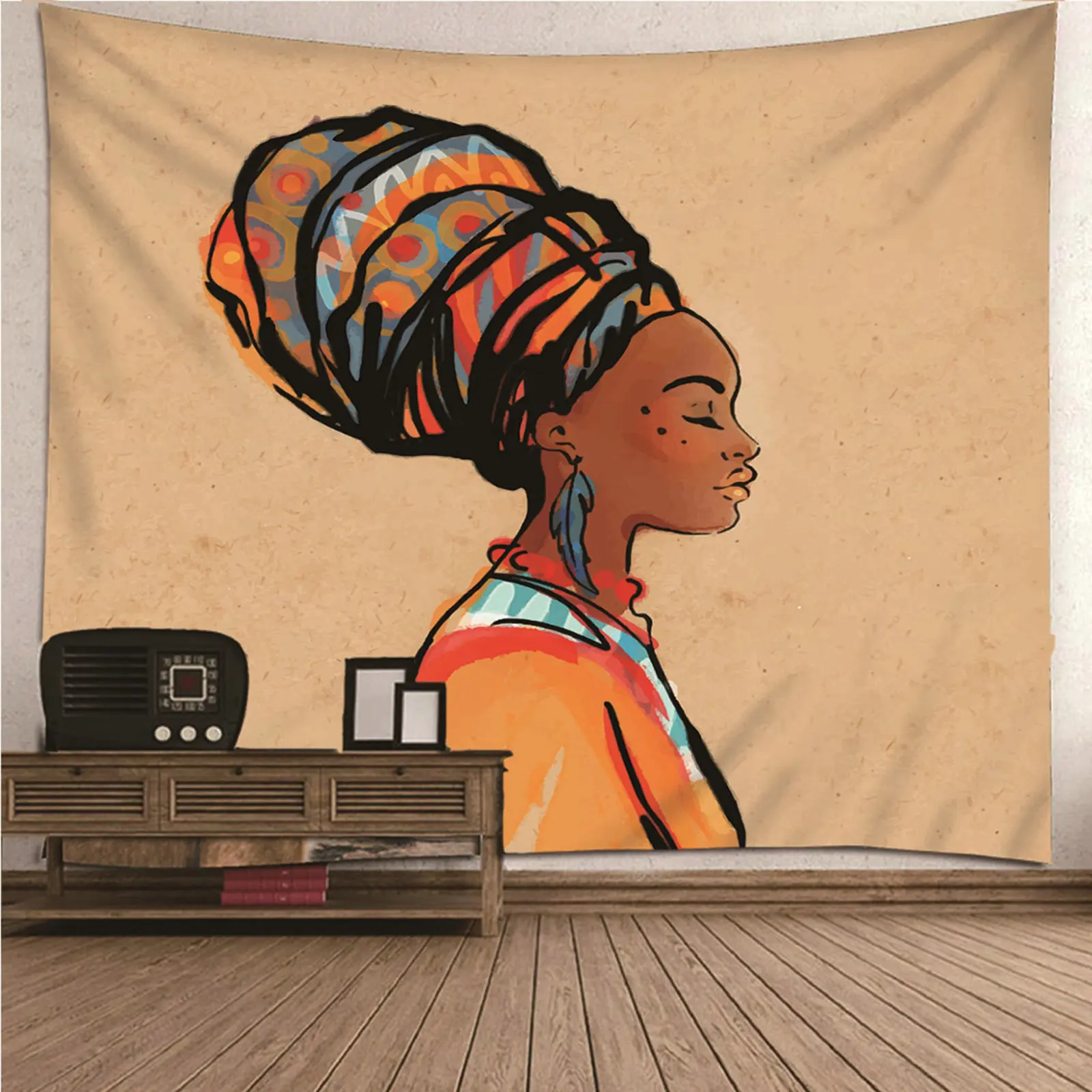 

Wall Tapestry Small Tapestry Simple Indian Theme African Woman Wall Hanging Blanket Dorm Art Decor Covering