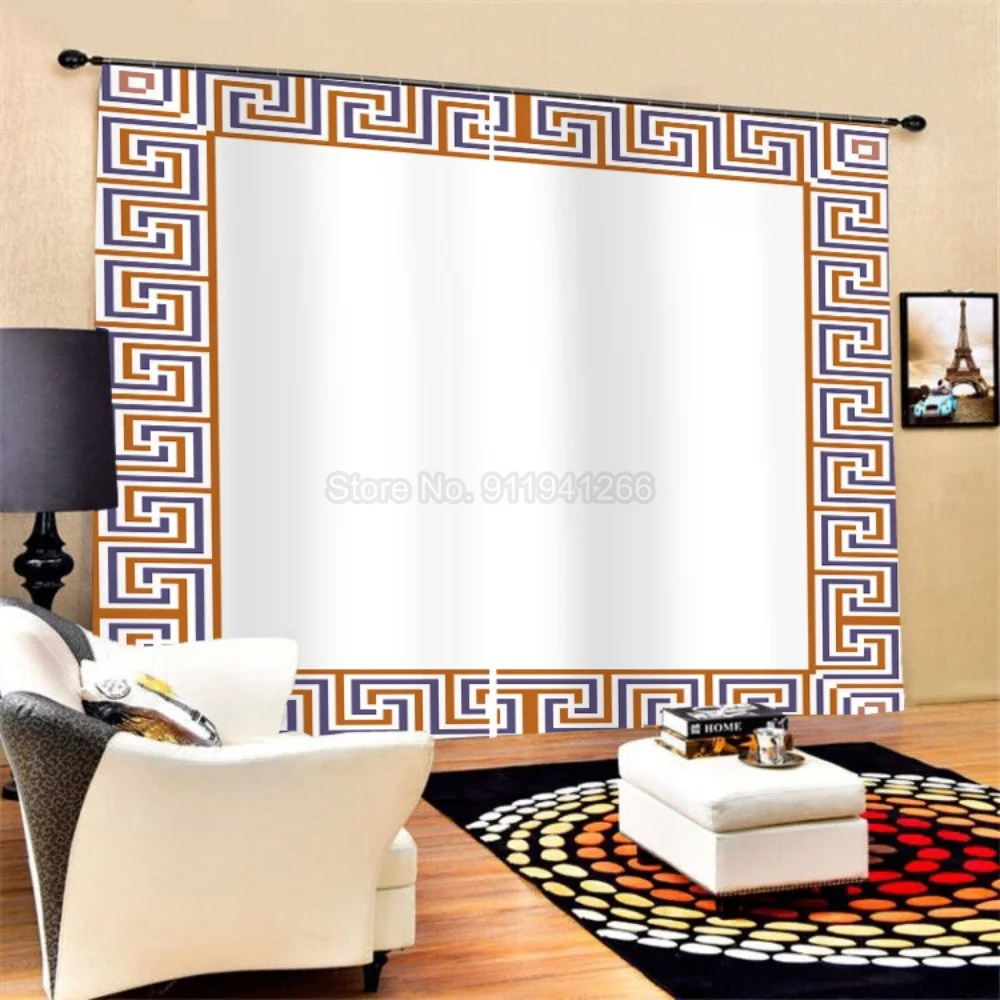 Геометрические Оконные Занавески для гостиной спальни 2 панели ретро-занавески