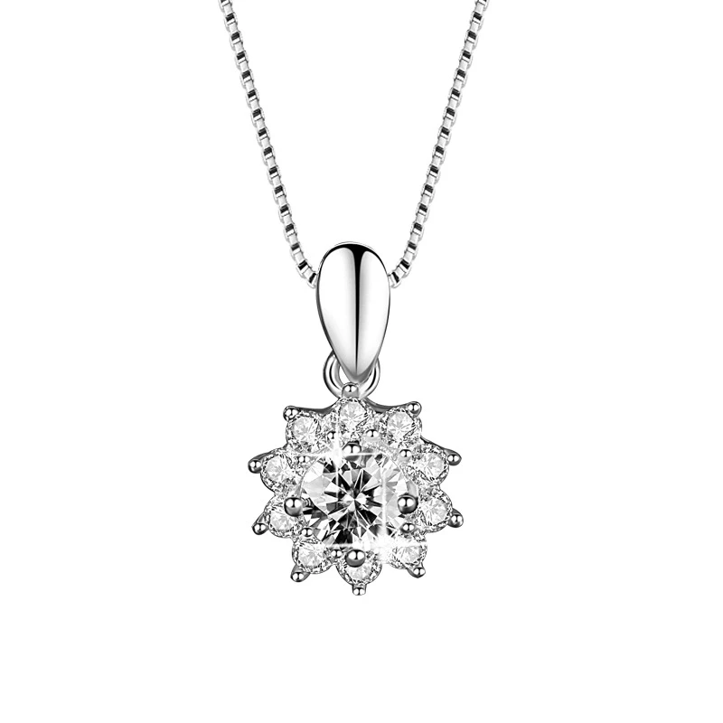 

Charm Flower Zircon Necklace For Women Korean Fashion Wedding Accessories Delicate Pendants Bridal Jewelry Gift To Girlfriend