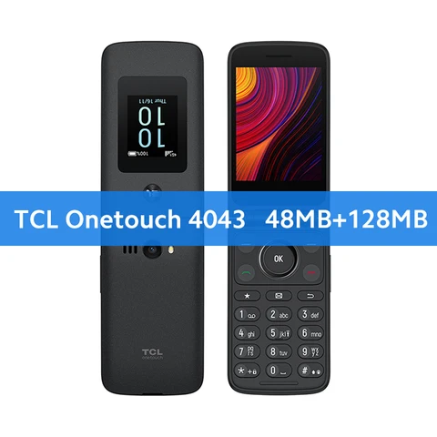 TCL Onetouch 4043 Глобальная версия голосового звонка двойные кремы 3,2 "+ 1,77" Встроенный светодиодный фонарь 48 МБ + 128 МБ мобильных телефонов