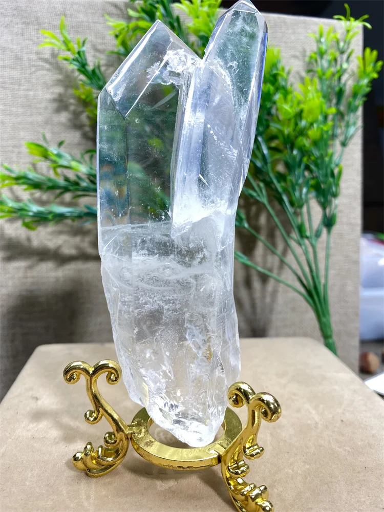 

Clear Crystal Quartz Stone Natural White Healing Tower Cluster Minerals Specimen Reiki Raw Ornaments Home Decor+Stand
