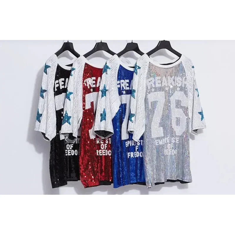 Новый женский костюм болельщика с блестками для джазовых танцев сексуальный в