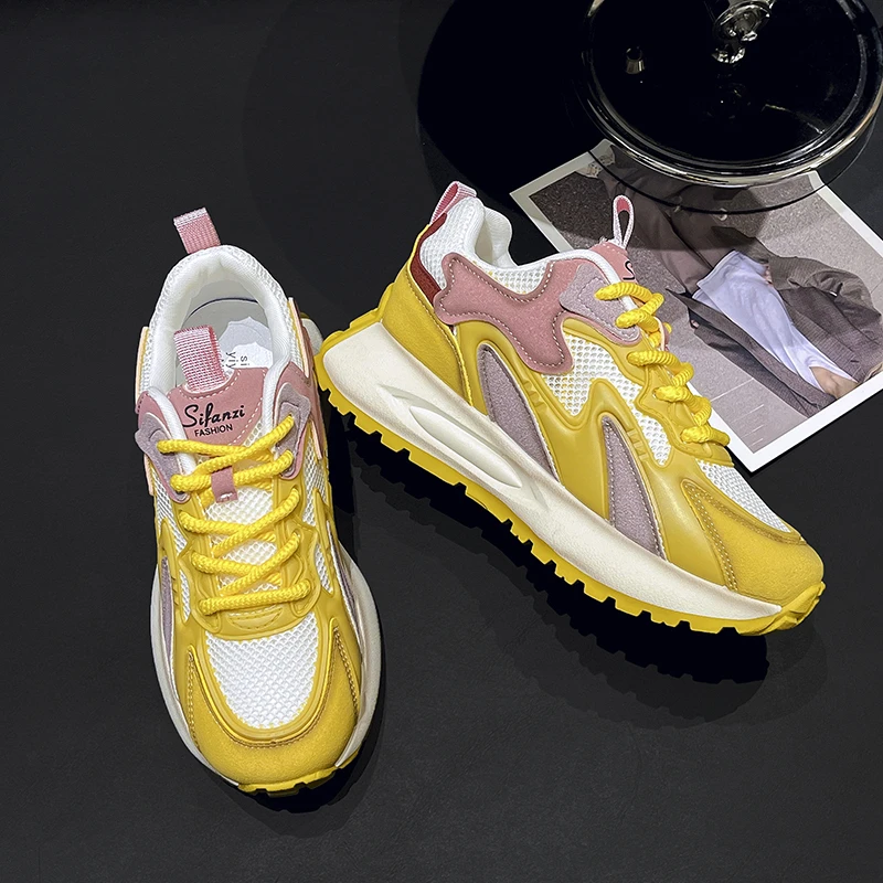 Женские сетчатые кроссовки повседневные дышащие в Корейском стиле на толстой