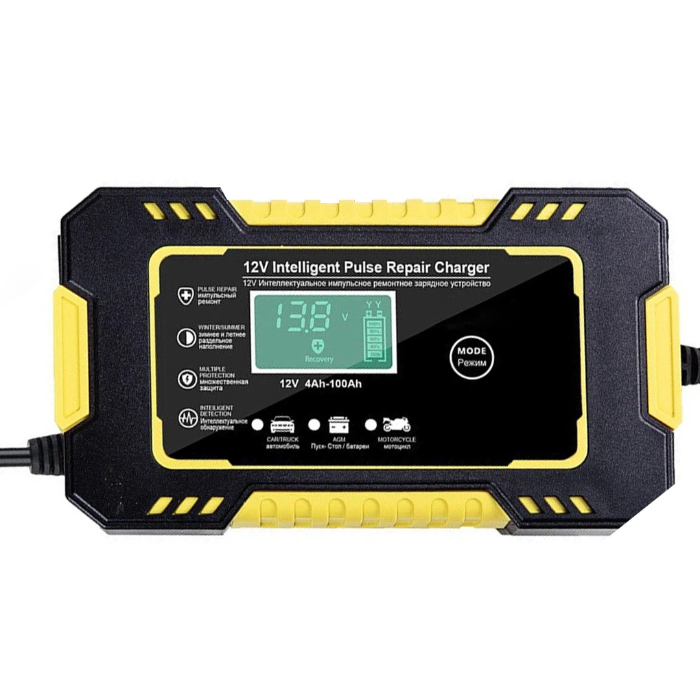 

Портативное автомобильное зарядное устройство 12 В с цифровым дисплеем, защита от перезарядки, адаптер для сухой и влажной зарядки, автомобильные принадлежности