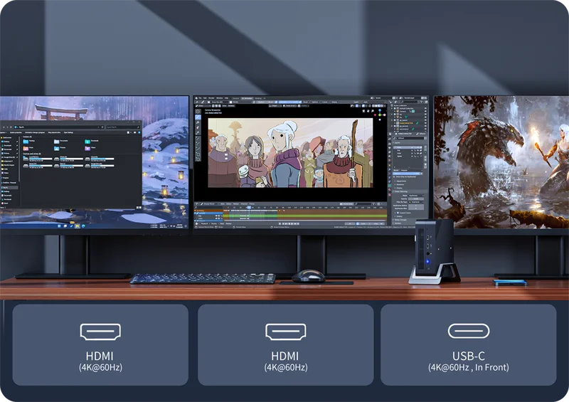 Мини-ПК Minisforum UM560 AMD Ryzen 5 5625U Windows 11 Dual Wifi M.2 2280 256/512 ГБ SSD 4K @ 60 Гц трислойный дисплей