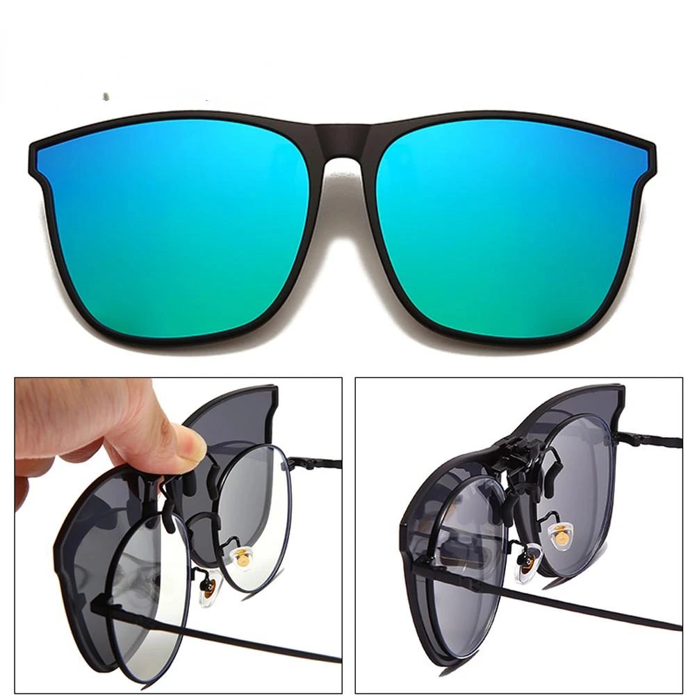 

Polarized Clip On Sunglasses Men Photochromic Car Driver Goggles Night Vision Glasses Anti Glare Vintage Square Glasses