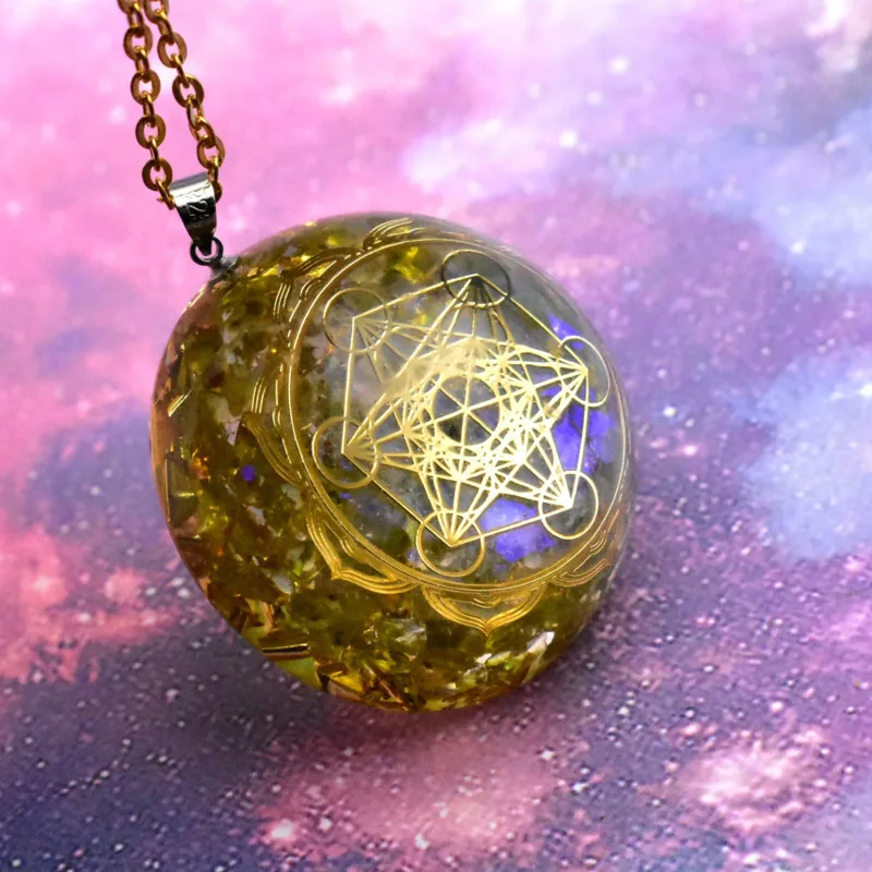 

Natural Amethyst And Peridot Orgone Pendant Chakra Spiritual Energy Orgonite Necklace Meditation Healing Jewelry For Women