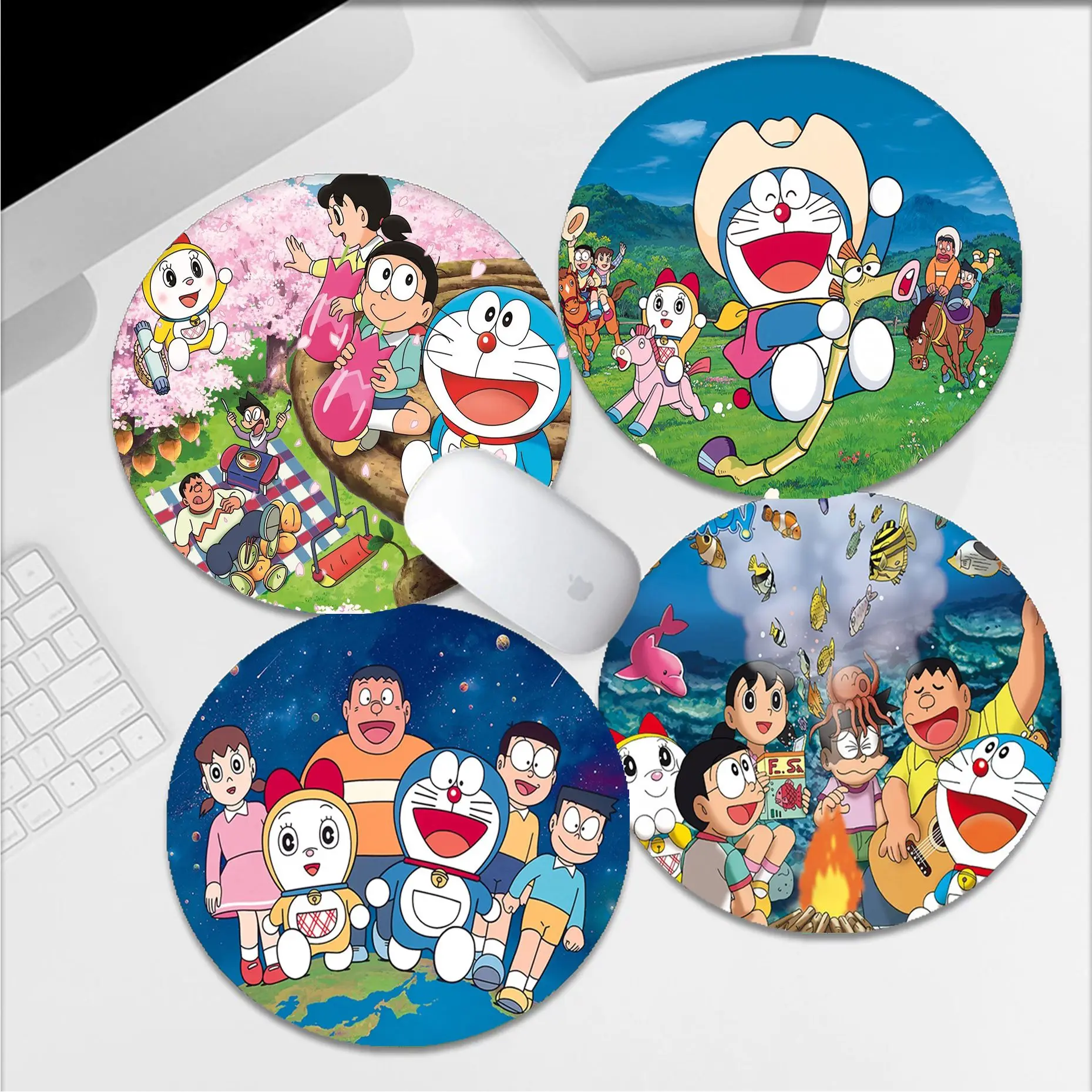 MINISO Anime D-Doraemon Mousepad Small Round Big Promotion Table Mat Student Mousepad Computer Keyboard Pad Padmouse Desk Play