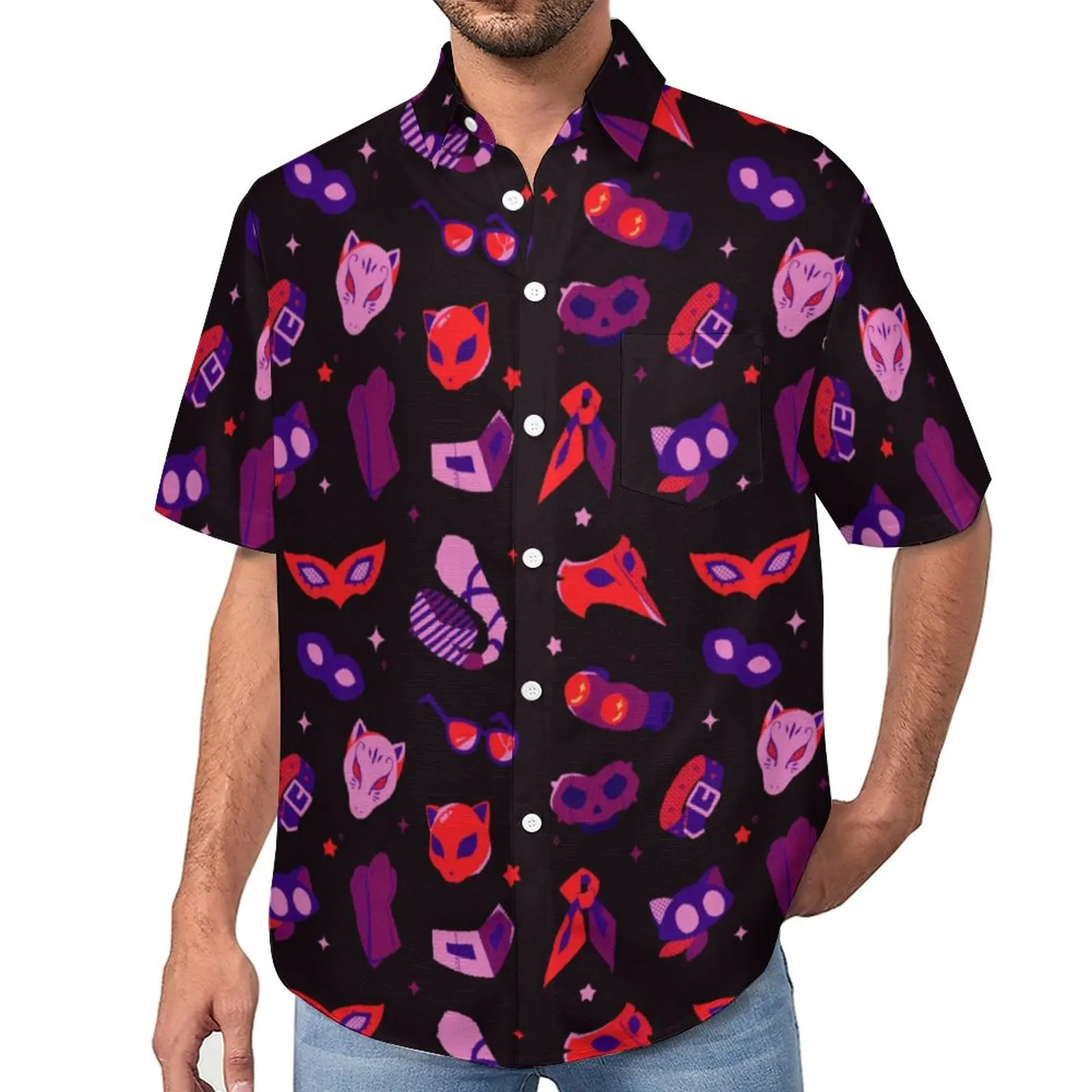 

Persona 5 You Never See Us Coming Casual Shirt Videogame Morgana Vacation Loose Shirt Hawaii Blouses Short Sleeve Oversize Tops