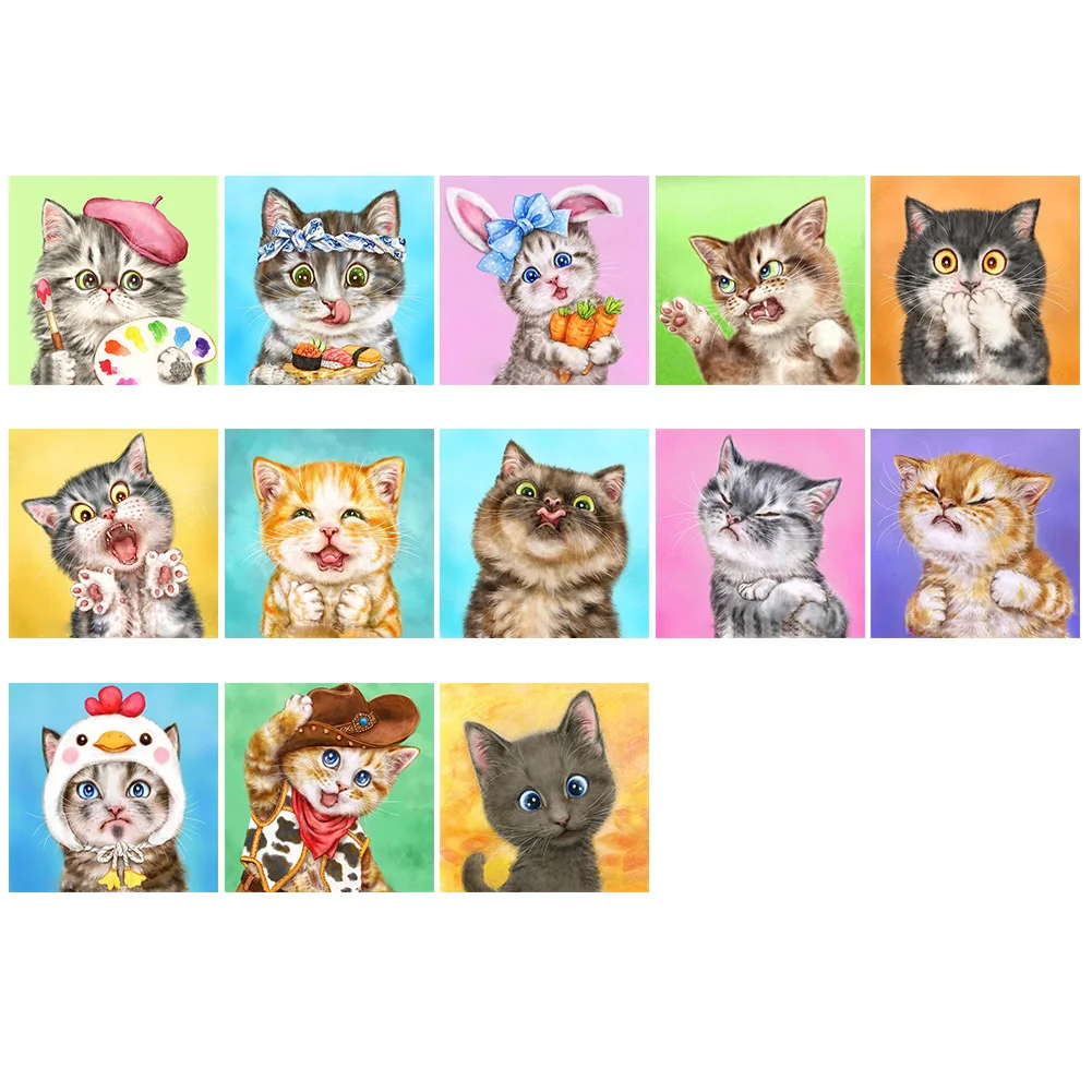 Квадратная Алмазная мозаика детский набор с котом и цифрами для девочек