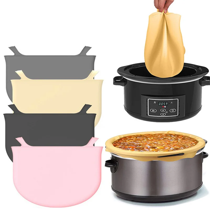 

Универсальная кастрюля для приготовления пищи 8QT, кастрюля для супа с силиконовой подкладкой, кастрюля для медленного приготовления пищи, разделенная Внутренняя прокладка, многофункциональная термостойкая кастрюля для супа