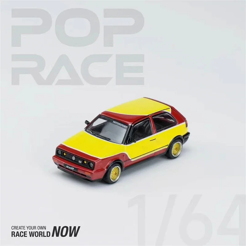 Литая под давлением модель автомобиля PopRace 1:64 Golf GTI MKIl YellowRed