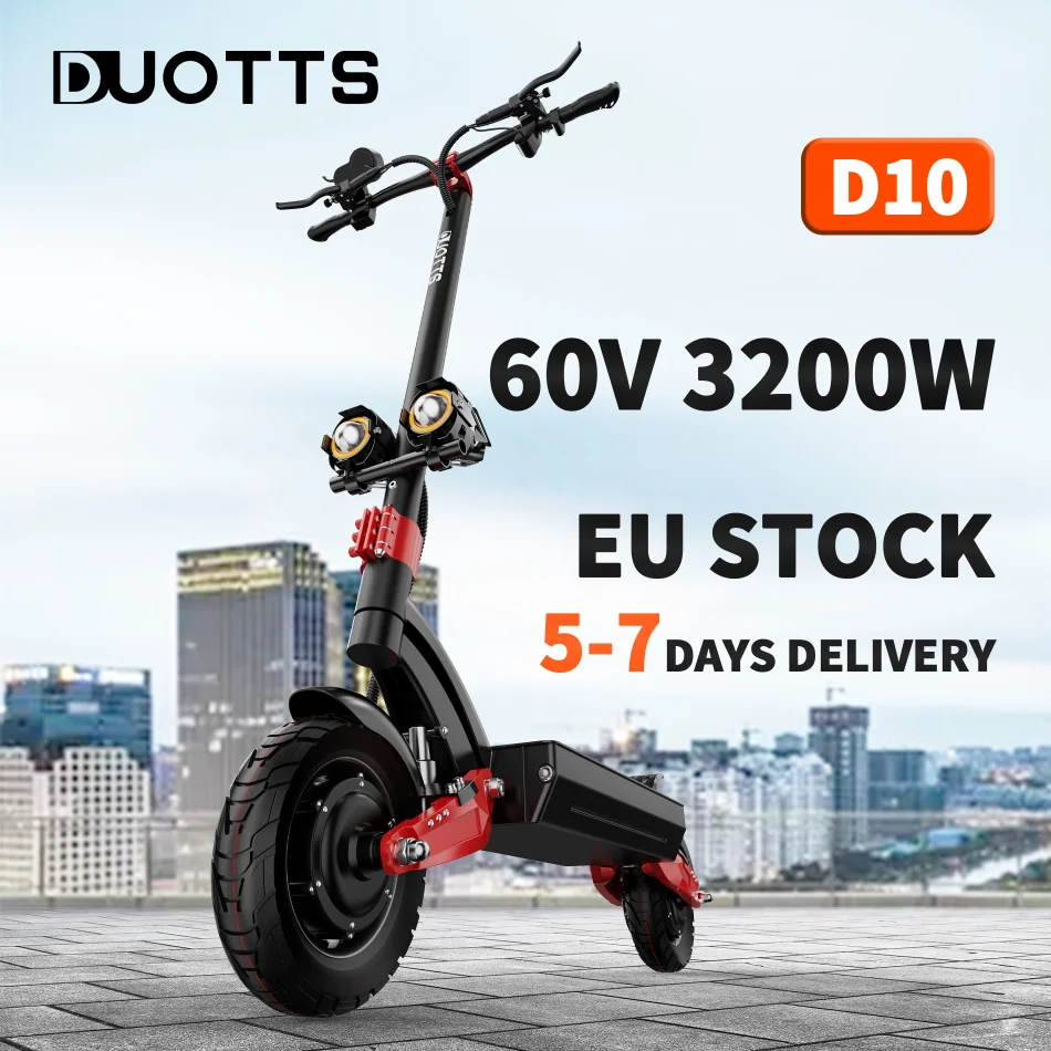 

Europe Warehouse Electric Scooter DUOTTS D10 3200W 60V 20.8AH Dual Drive Kick Scooter Elecric Powerful Electric Scooters Adults