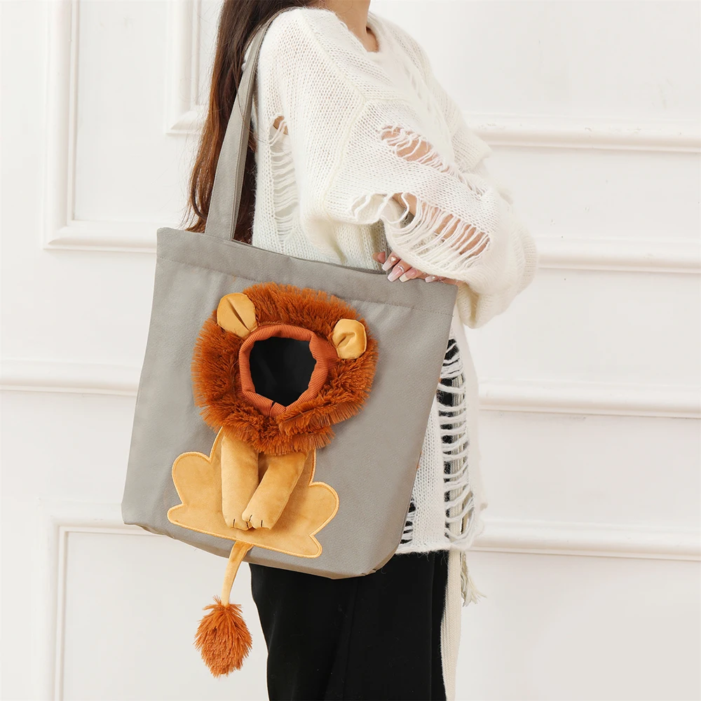 

Lion Design Portable Breathable Bag Cat Dog Carrier Bags Soft Pet Carriers Outgoing Travel Pets Handbag with Safety Zippers