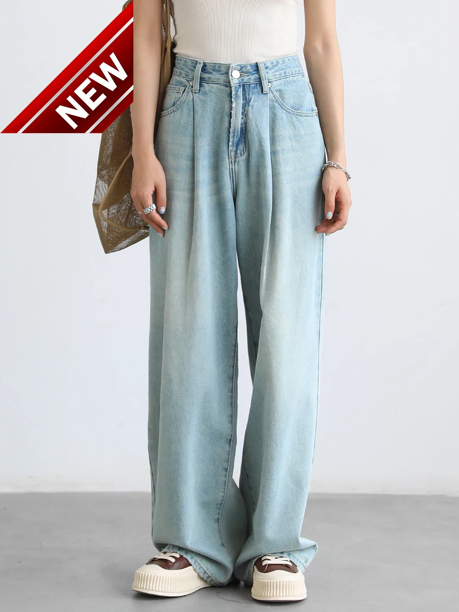 

High Women's Jeans Blue Waisted Denim Pants Streetwear Wide Leg Jeans for Women Female Trousers Spring Summer 2023
