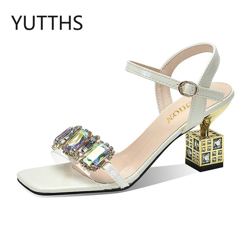 Женские босоножки стразы на высоком каблуке элегантные однотонные туфли с