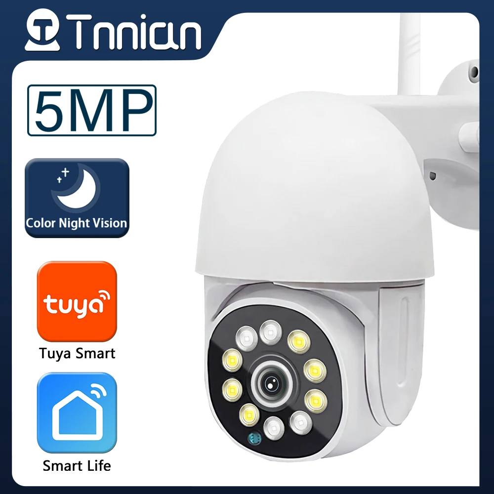 

Умная IP-камера 5MP Tuya с Wi-Fi, уличная мини-камера с автоматическим слежением за людьми, 3 Мп, PTZ, 4-кратный цифровой зум, цветное ночное видение, CCTV