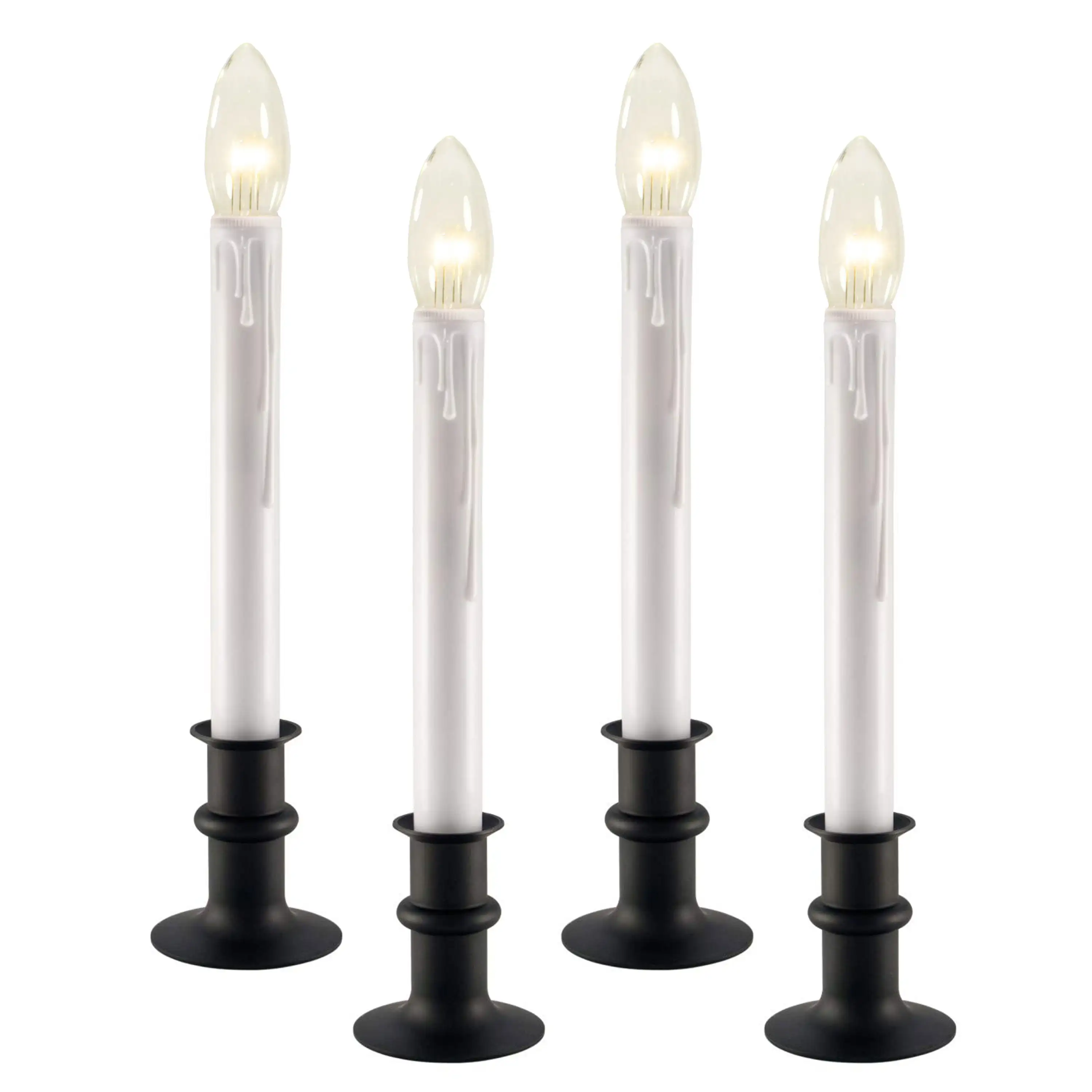

Ultra-Bright LED Window Candles with Auto Timer, Battery Operated, Metal Base, Pack of 4 (Brushed Onyx)