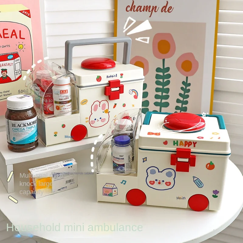 

High Capacity First Aid Kit Home Family Pack Drug Storage Box Child Car Styling Medical Box Home Organization and Storage
