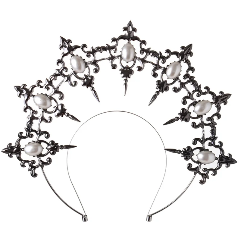 

Virgin Mary Baroque Halo Crown Headpiece Headband Metal Spike Tiaras Party Gothic Lolita Cosplay Headdress Accessories