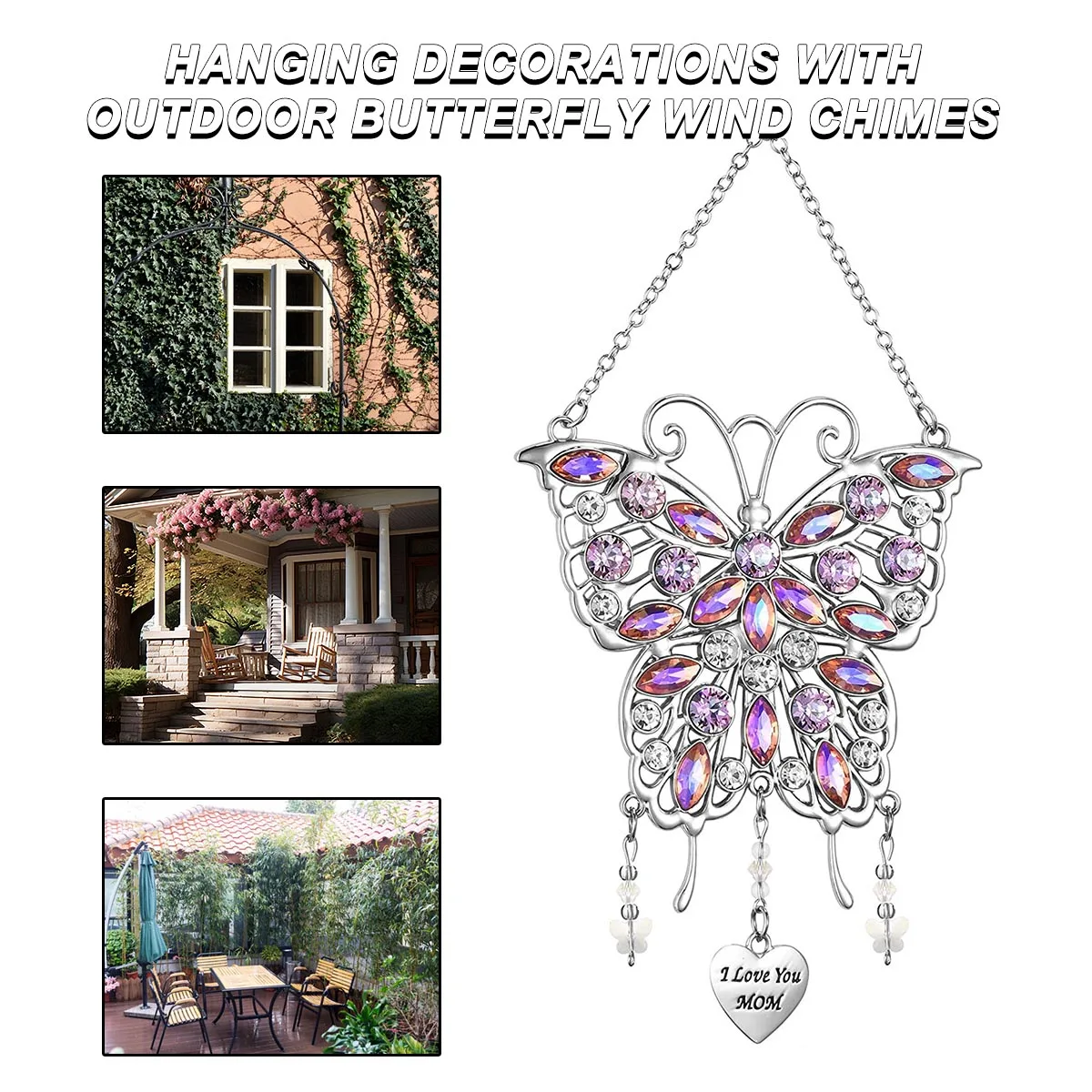 

1pc Outdoor Butterfly Crystal Wind Chimes Pendant Bedroom Room Garden Window Hanging Decoration Dream Rainbow Gift Catcher
