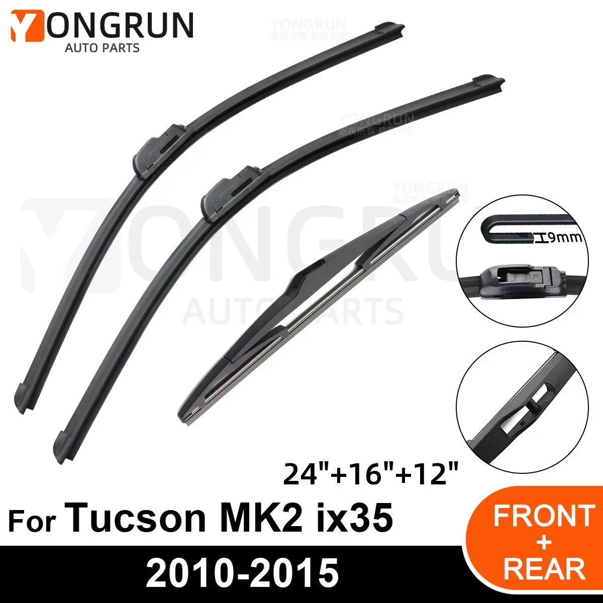 

Car Windshield Windscreen Front Rear Wiper Blade Rubber Accessories For Hyundai Tucson MK2 ix35 24" 16" 12" 2010-2013 2014 2015
