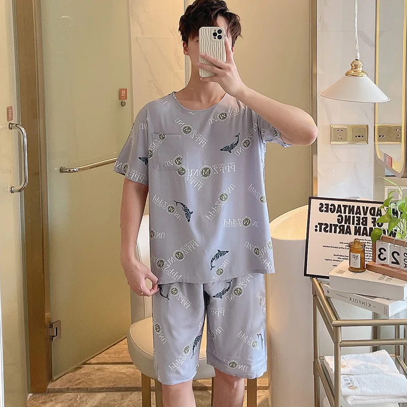 Big Size Pajamas Various Styles Loungewear Summer Pajamas Sets Sleepwear Short Sleeve Pants Printing Design Pajamas For Men