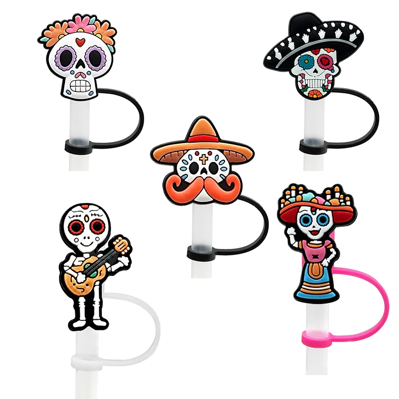 

1PCS PVC Straw Toppers Funny Design Lovely Straw Charms Airtight Dust Cap Splash Proof Drinking Straw Cover Kids Gift Home Decor