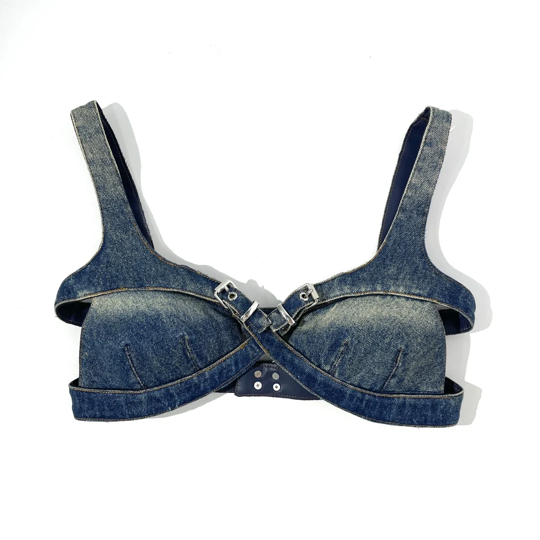 

2023 Latest Summer Women's Short Denim Vest Sling+retro Washing Water