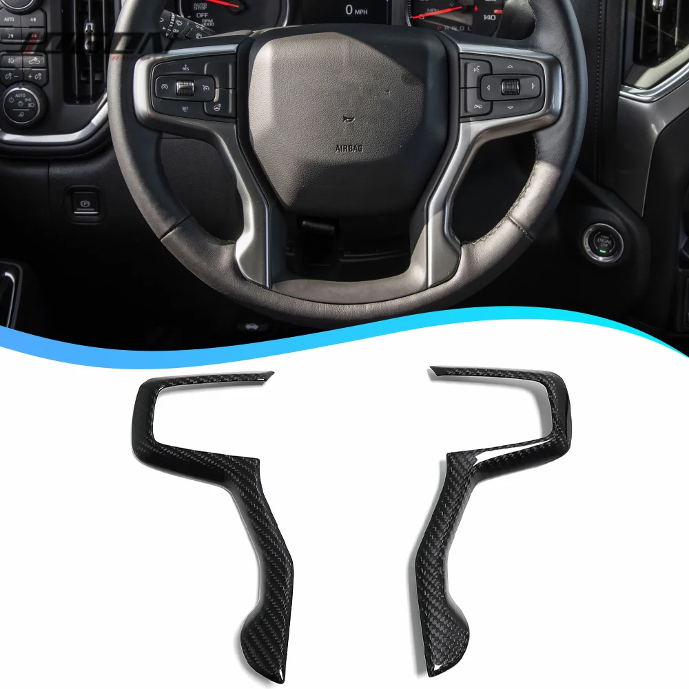 

Чехол на руль из настоящего углеродного волокна для Silverado 1500 2019 -2022, защитный чехол на руль автомобиля, аксессуары для интерьера
