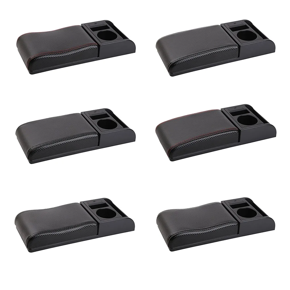 

Universal Car Interior Armrest Cover with Cup Holder Trim Modification Spare Parts Automotive Console Flat Black